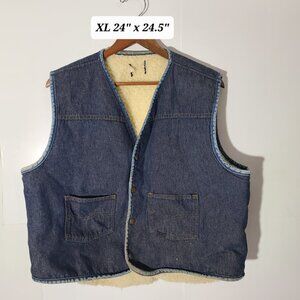 Vintage 70s/80s Sears Roebucks Sherpa Lined Denim XL Vest